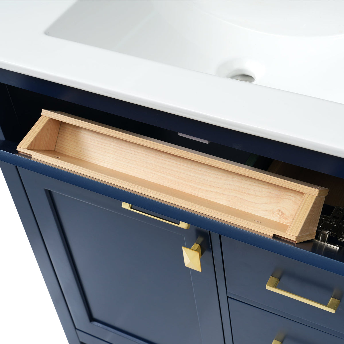 30-Inch Navy Bathroom Vanity with Ceramic Sink & Storage