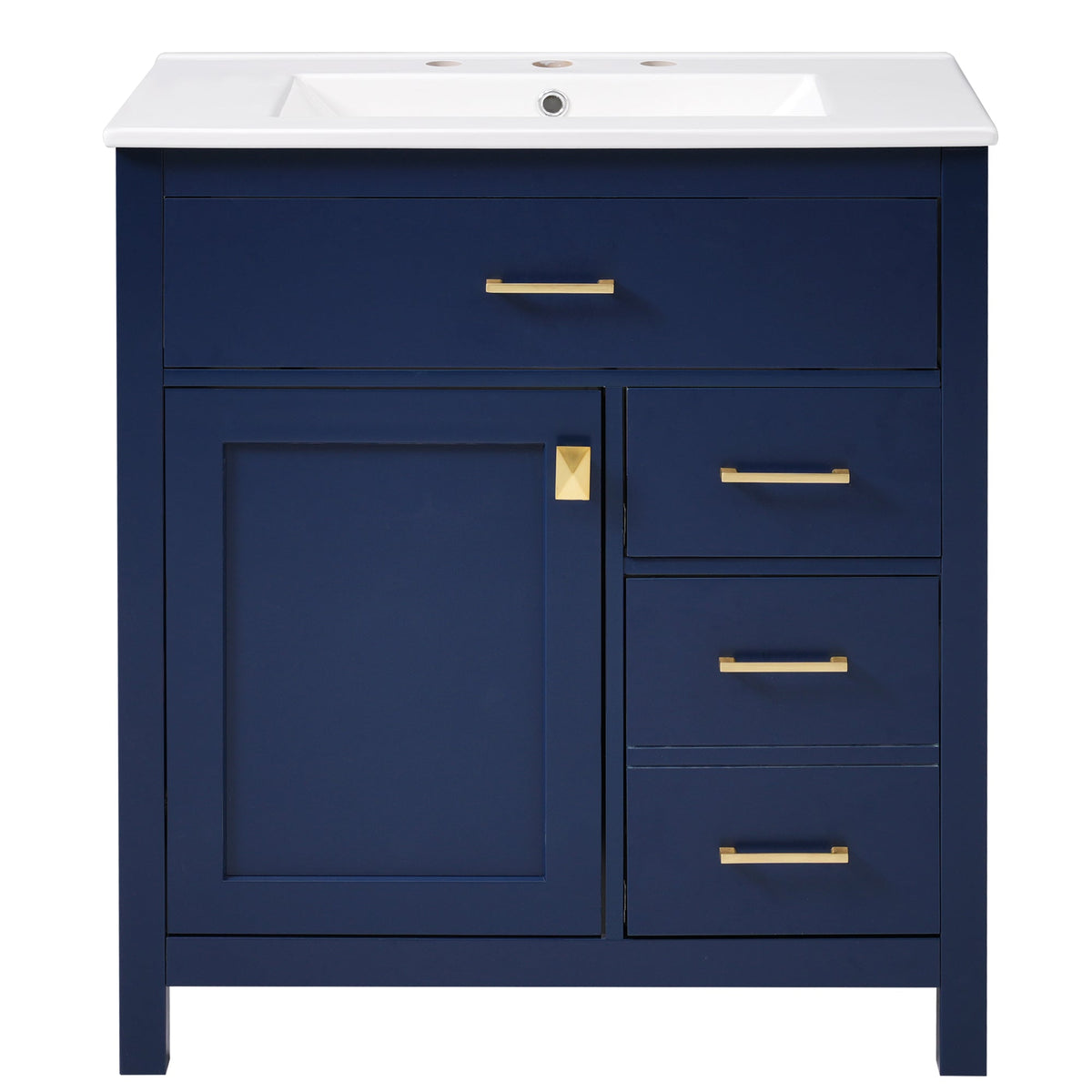 30-Inch Navy Bathroom Vanity with Ceramic Sink & Storage