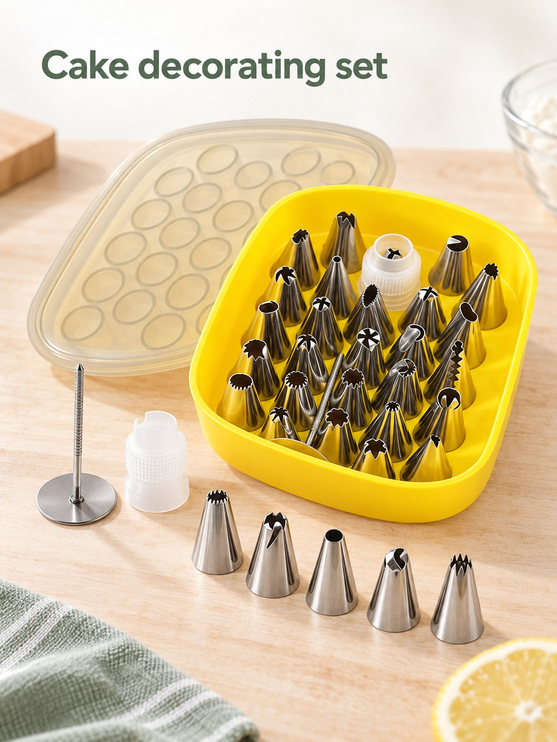 30-Piece Stainless Steel Piping Tip Set for Cake Decorating