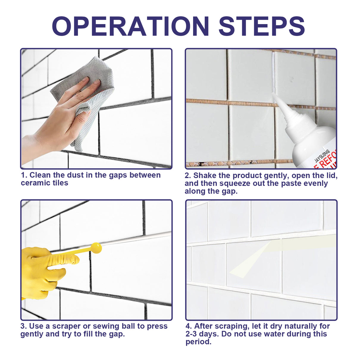 Tile Gap Filler for Waterproof, Mildew-Resistant Repair