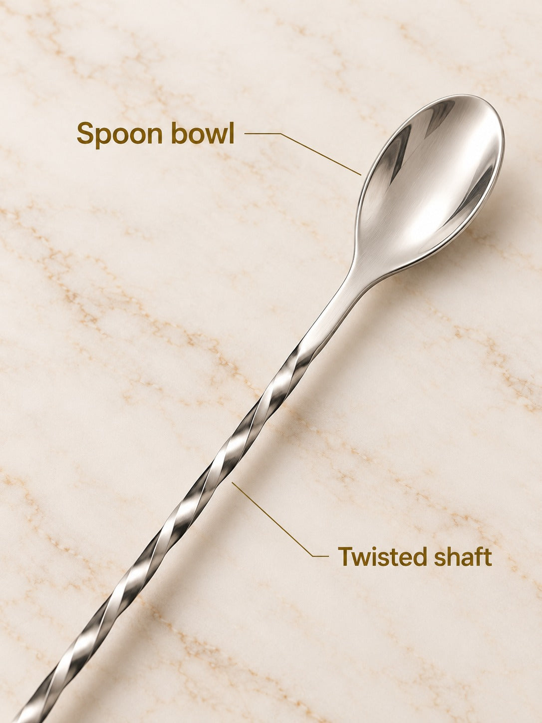 304 Stainless Steel Cocktail Bar Spoon with Twisted Shaft