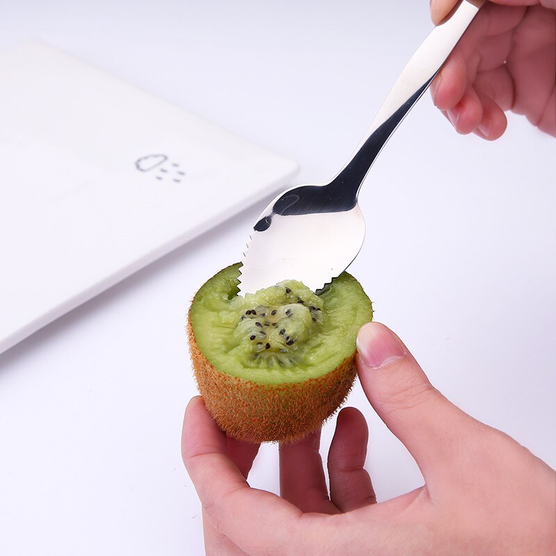 Stainless Steel Kiwi Spoon with Serrated Scraper Edge