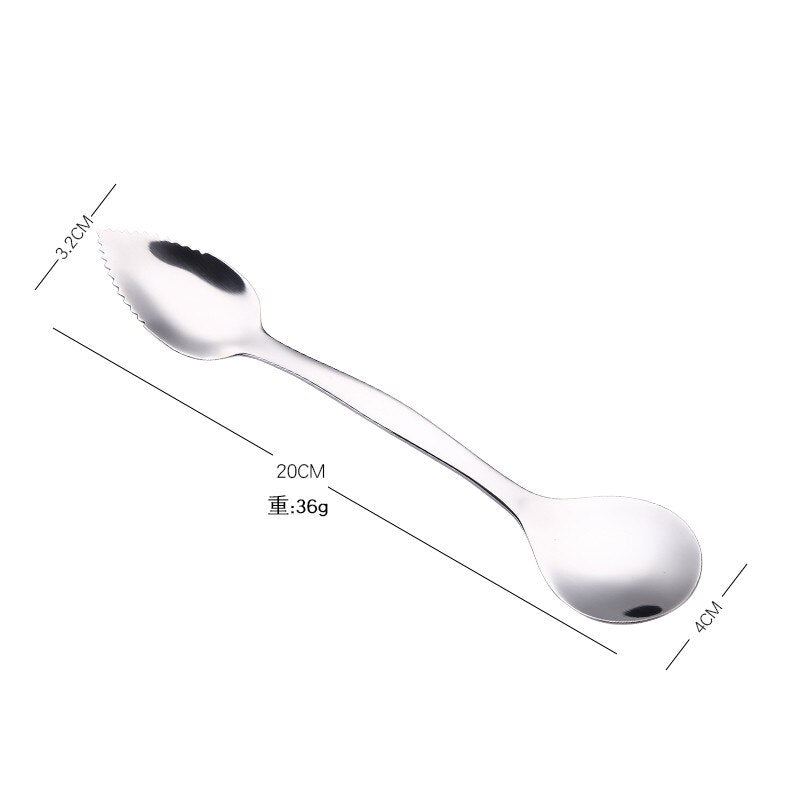 Stainless Steel Kiwi Spoon with Serrated Scraper Edge