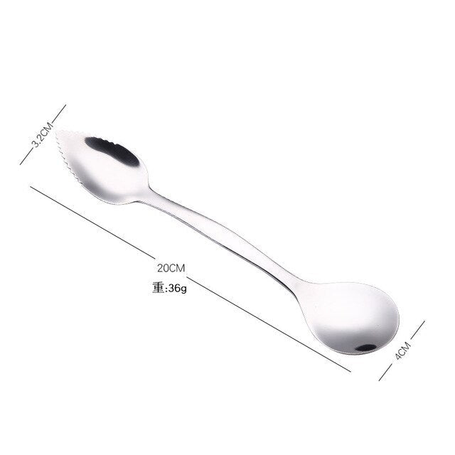 Stainless Steel Kiwi Spoon with Serrated Scraper Edge
