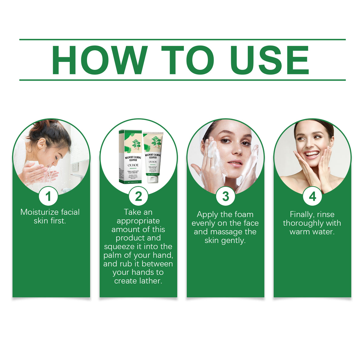 OUHOE Mugwort Calming Cleanser — Soothes & Balances in One