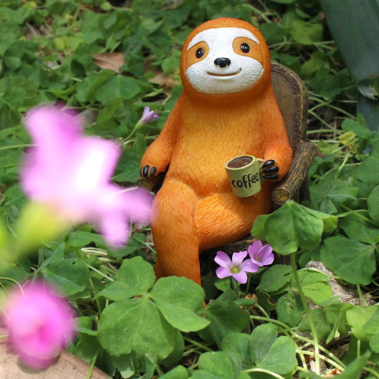 Resin Garden Sloth Statue Relaxing in Rocking Chair