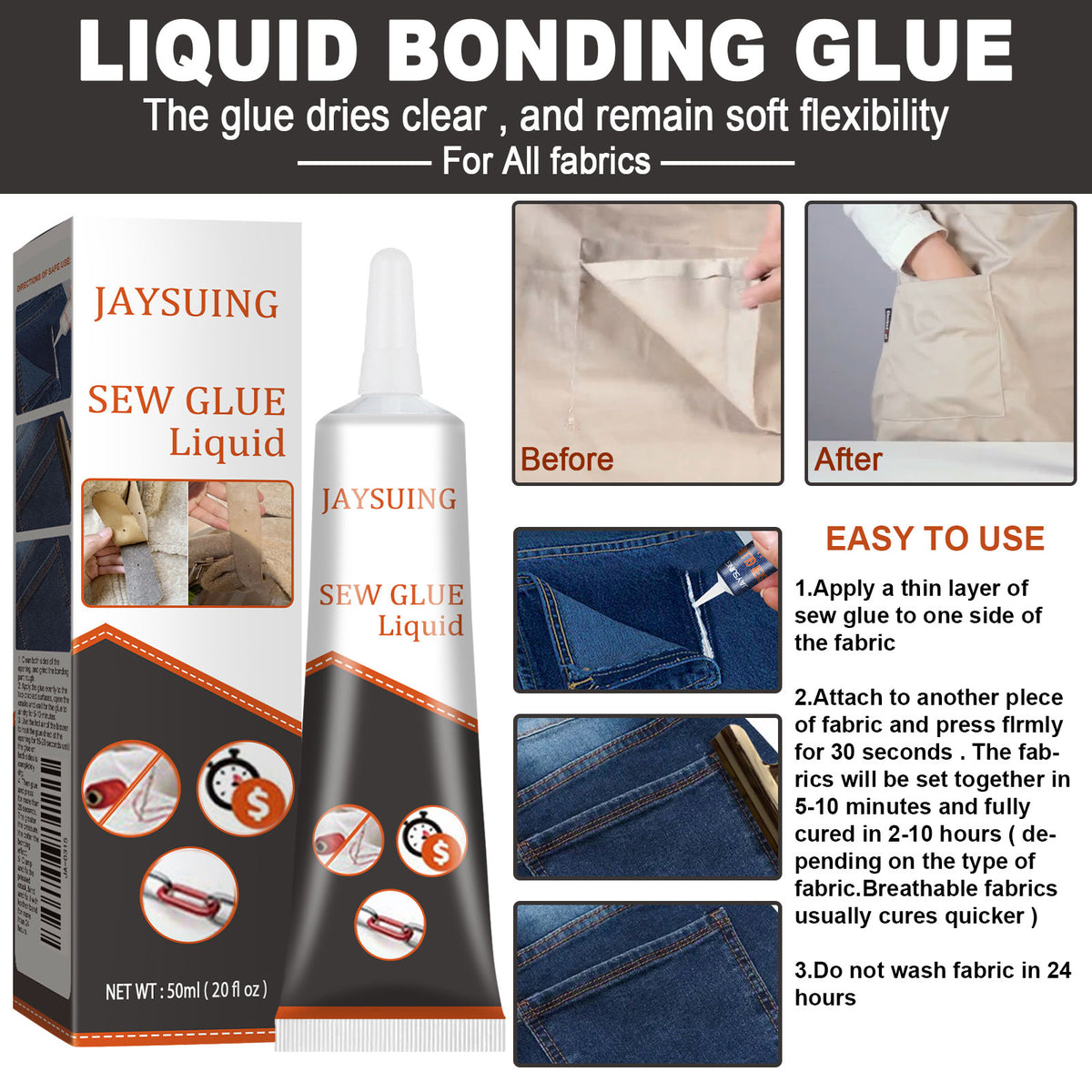 Fabric Glue for Clothing & Shoes | Fast No-Sew Repairs