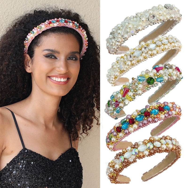 Beaded Crystal Pearl Headband For Polished Glamour