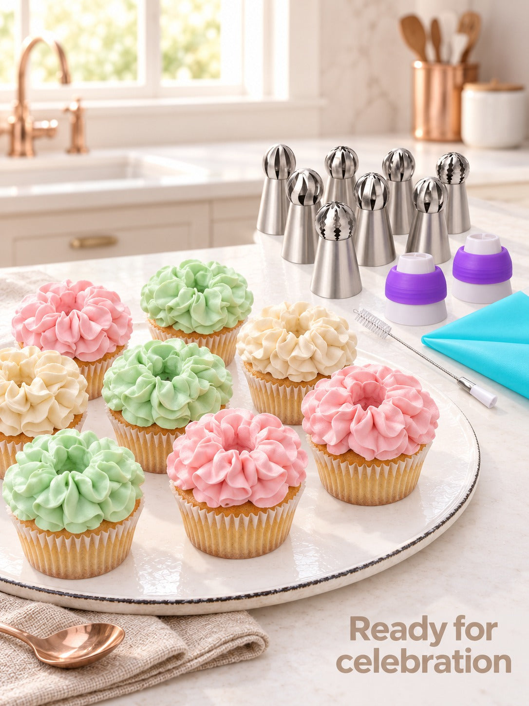 32-Piece Piping Nozzle Set for Rosette Cupcakes