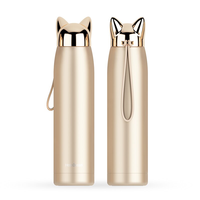Insulated Water Bottle 320ml, Cute Cat Ear Stainless Steel