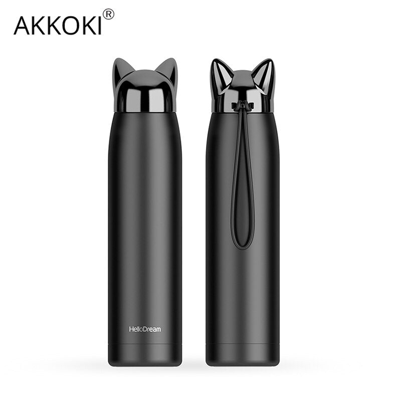 Insulated Water Bottle 320ml, Cute Cat Ear Stainless Steel