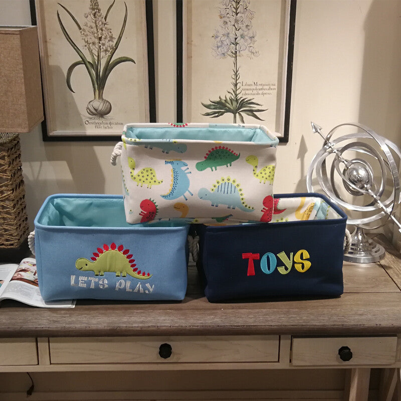 Foldable Dinosaur Canvas Toy Storage Basket for Kids' Room