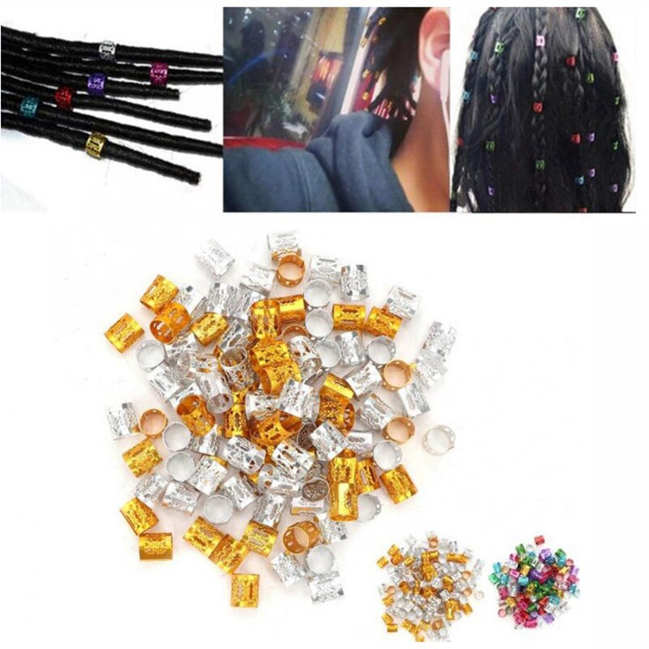 Hair Braid Cuffs: 100 Colorful Adjustable Rings Set