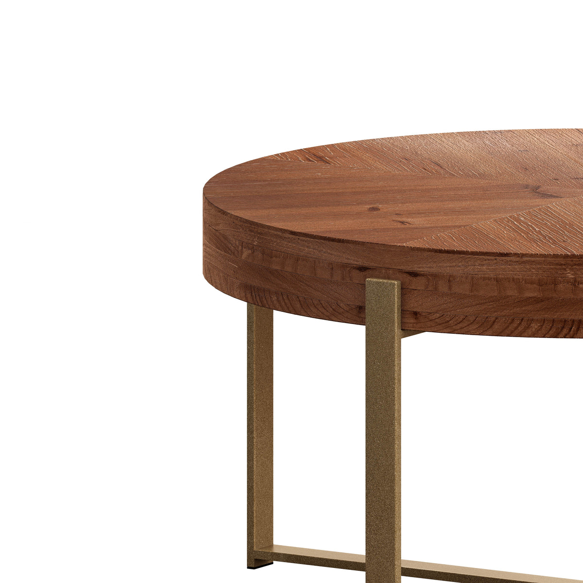 Modern Retro Round Coffee Table with Gold Cross Legs
