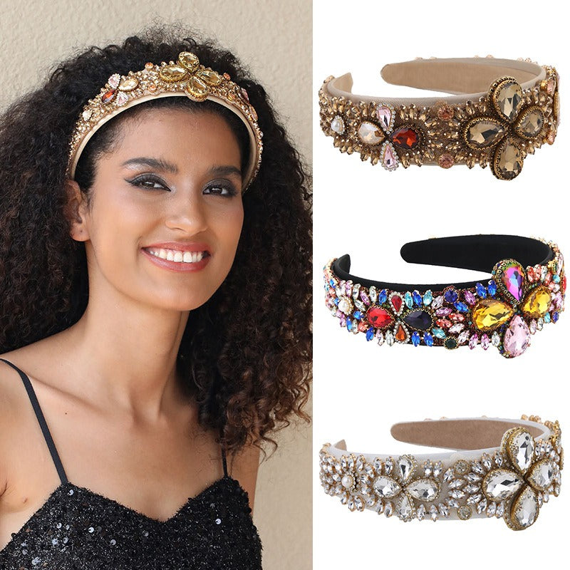 Wide Padded Jeweled Headband for Instant Retro Glamour