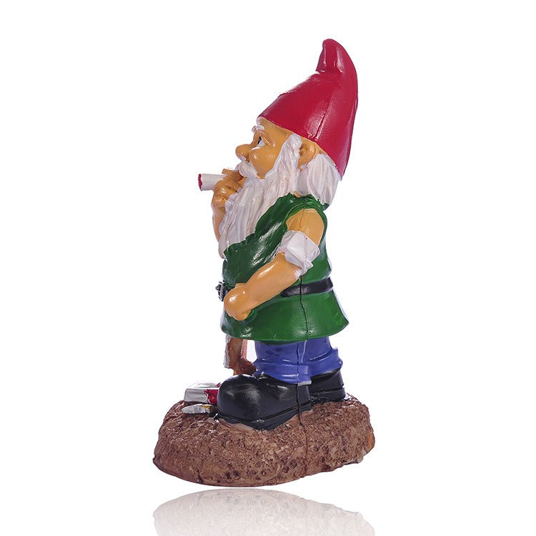 Funny Smoking Garden Gnome Figurine for Outdoor Decor