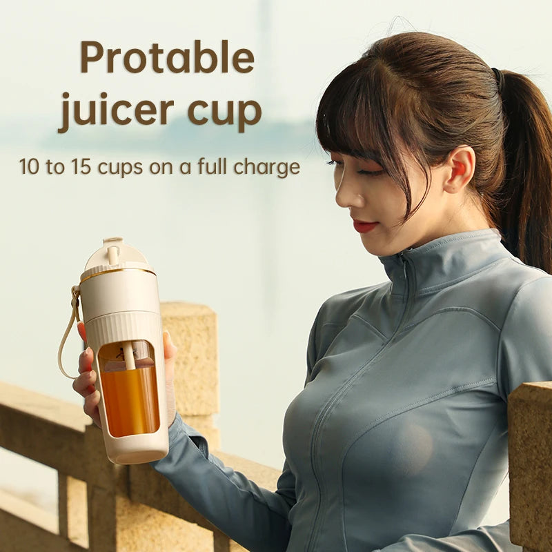 Portable Wireless Juicer Cup with Straw, 340ML Blender