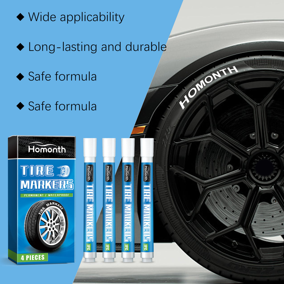 Tire Paint Pens for Bold, Waterproof White Lettering