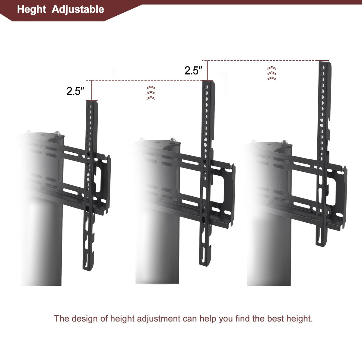 3-Tier Glass TV Stand with Height-Adjustable Swivel Mount