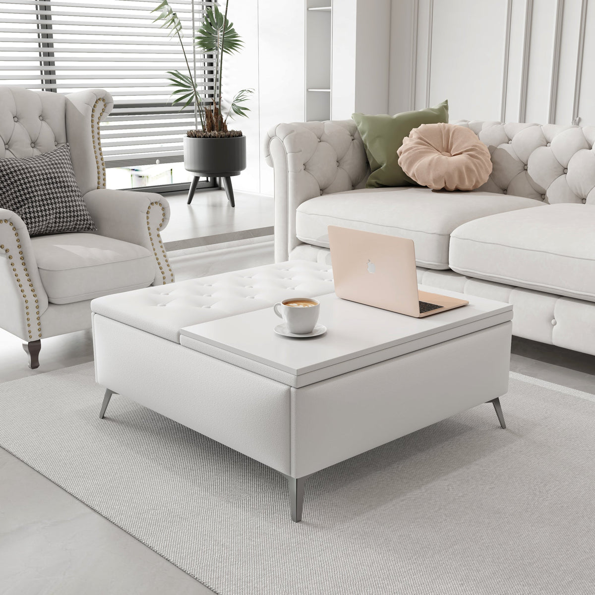 Storage Coffee Table Ottoman with Lift Top, 35 Inch
