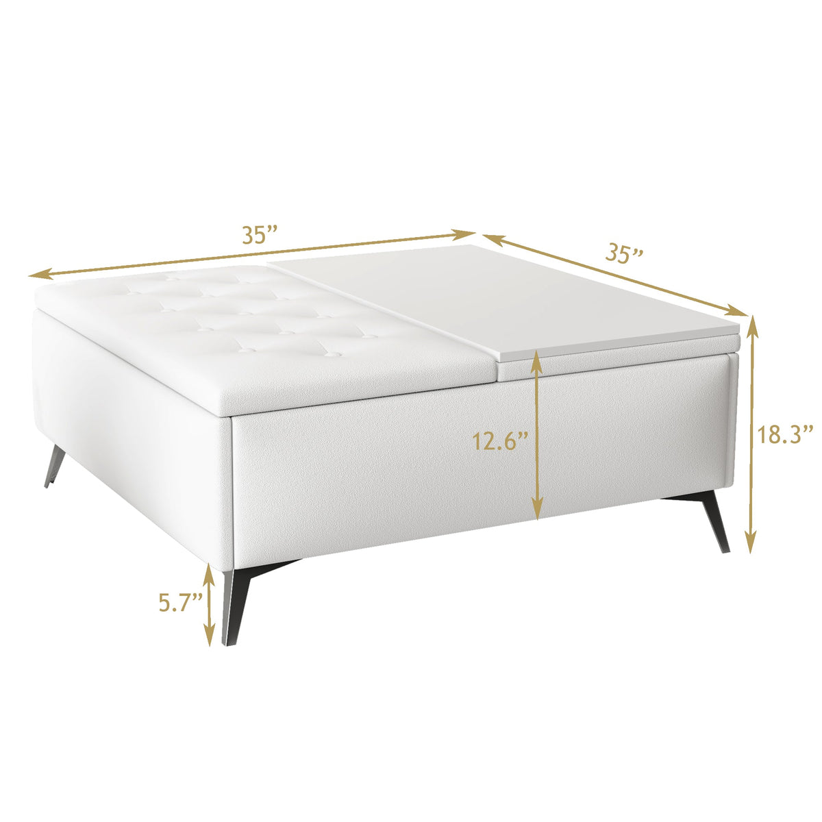 Storage Coffee Table Ottoman with Lift Top, 35 Inch