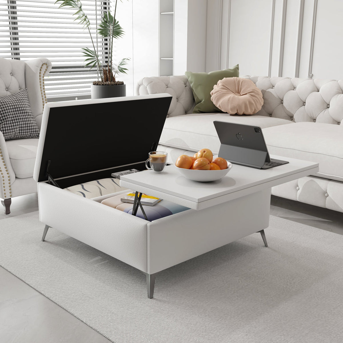 Storage Coffee Table Ottoman with Lift Top, 35 Inch