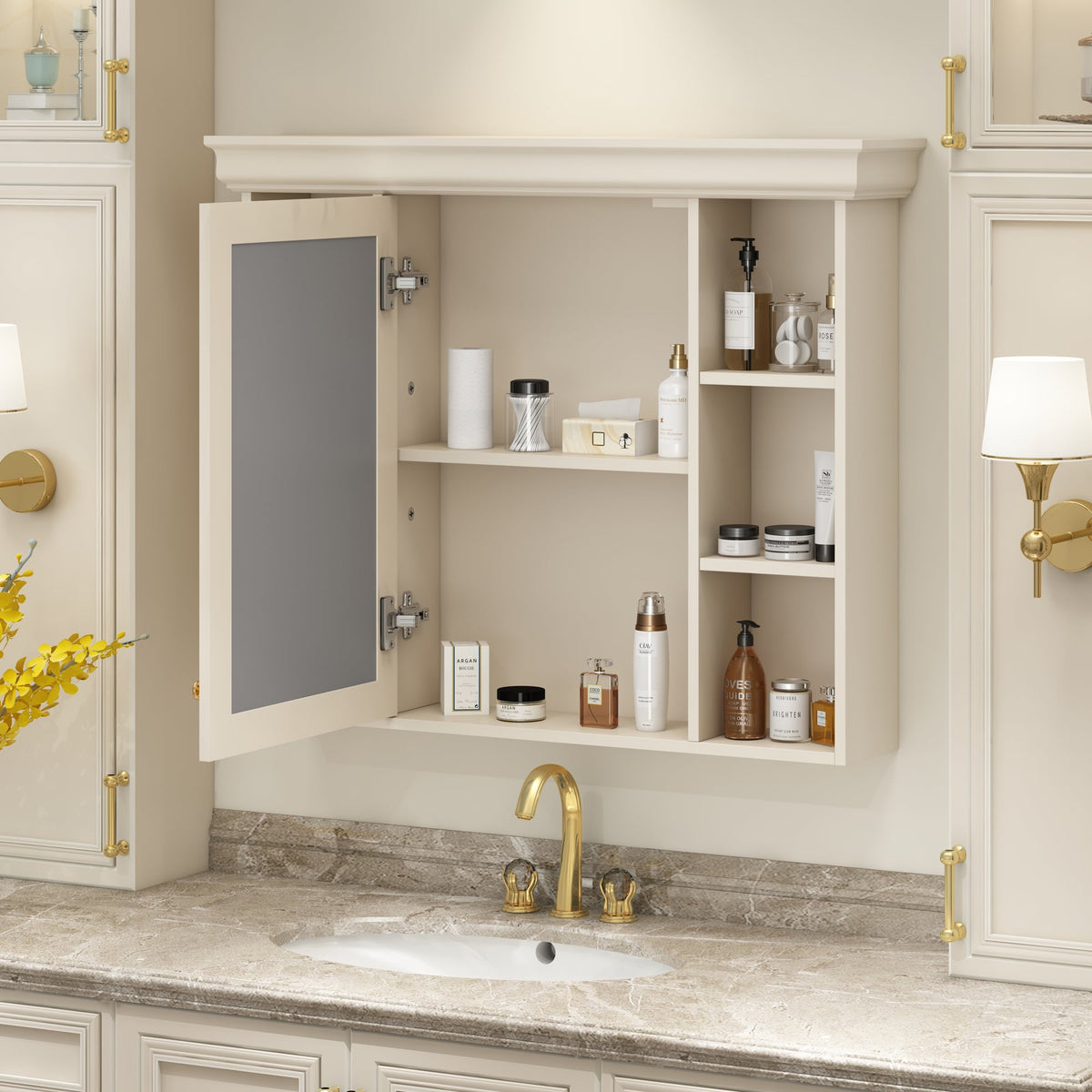 Wall Mounted Bathroom Storage Cabinet with Mirror Door
