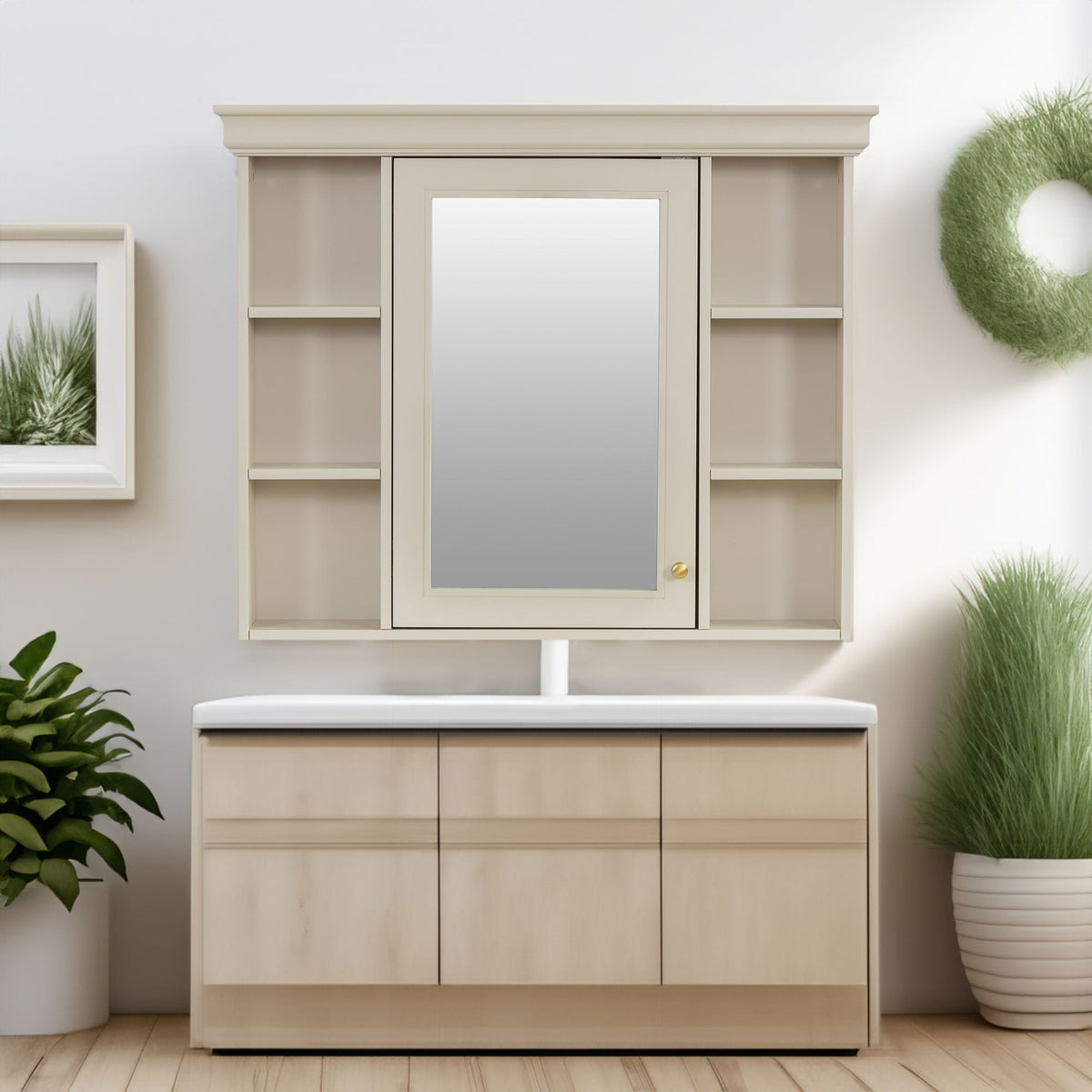 Wall Mounted Bathroom Storage Cabinet with Mirror Door