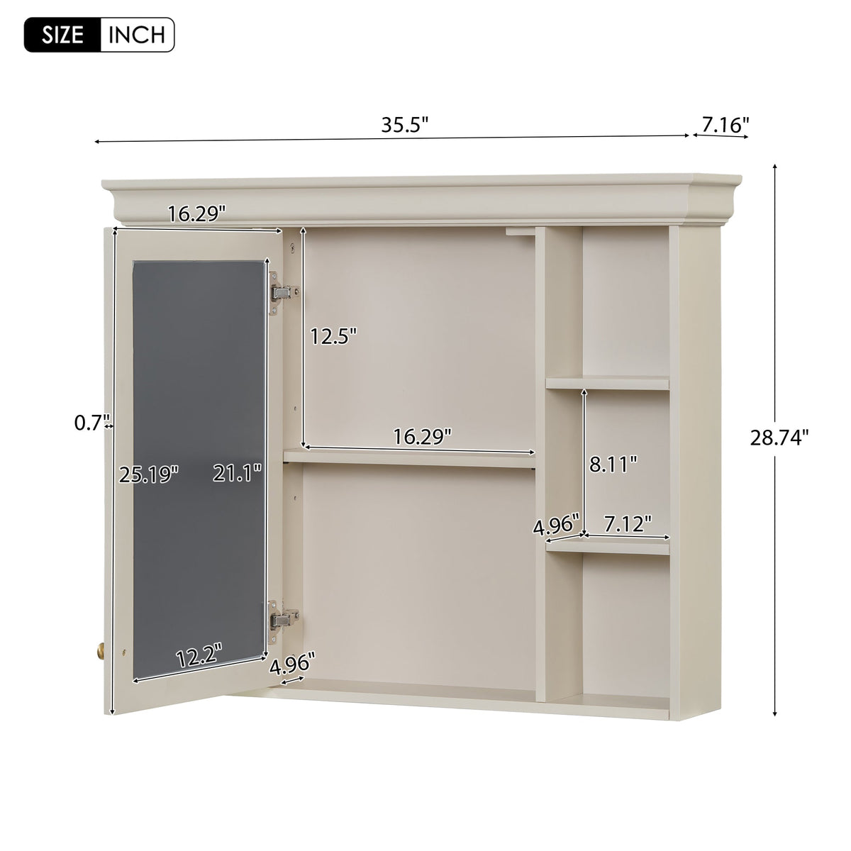 Wall Mounted Bathroom Storage Cabinet with Mirror Door