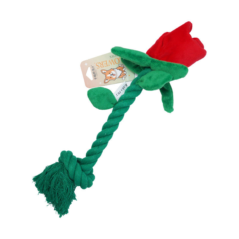 Plush Flower Rope Dog Toy for Tugging & Chew Play