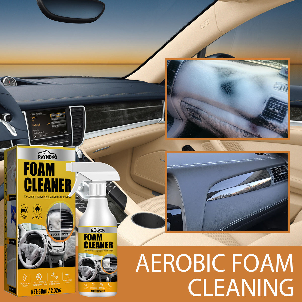 Car Interior Foam Cleaner for Tough Grime & Stains