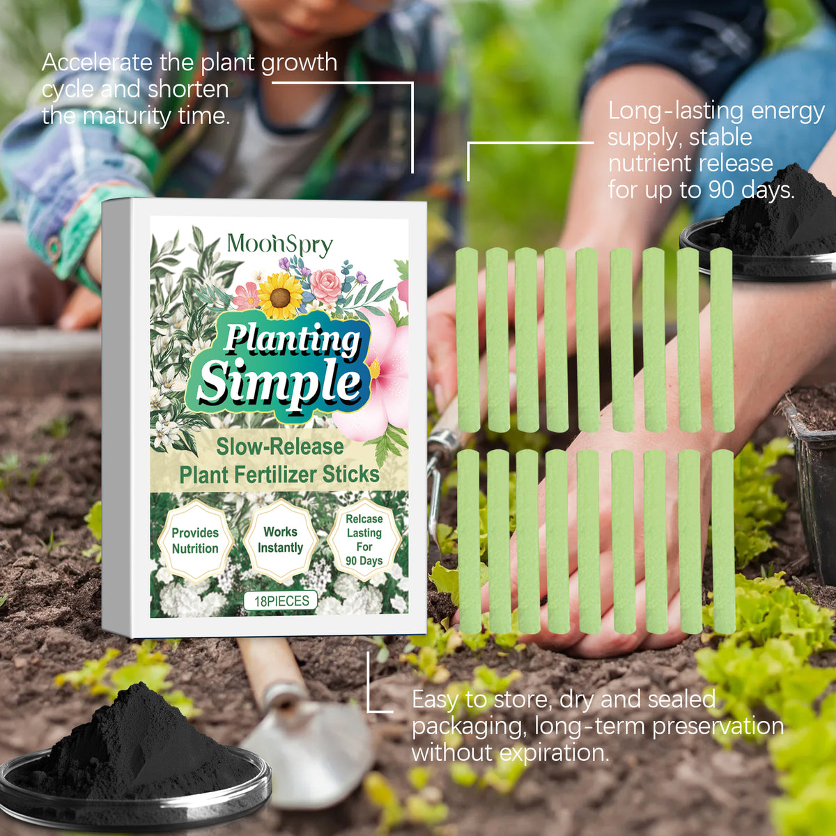 Plant Fertilizer Sticks for 90-Day Houseplant Care