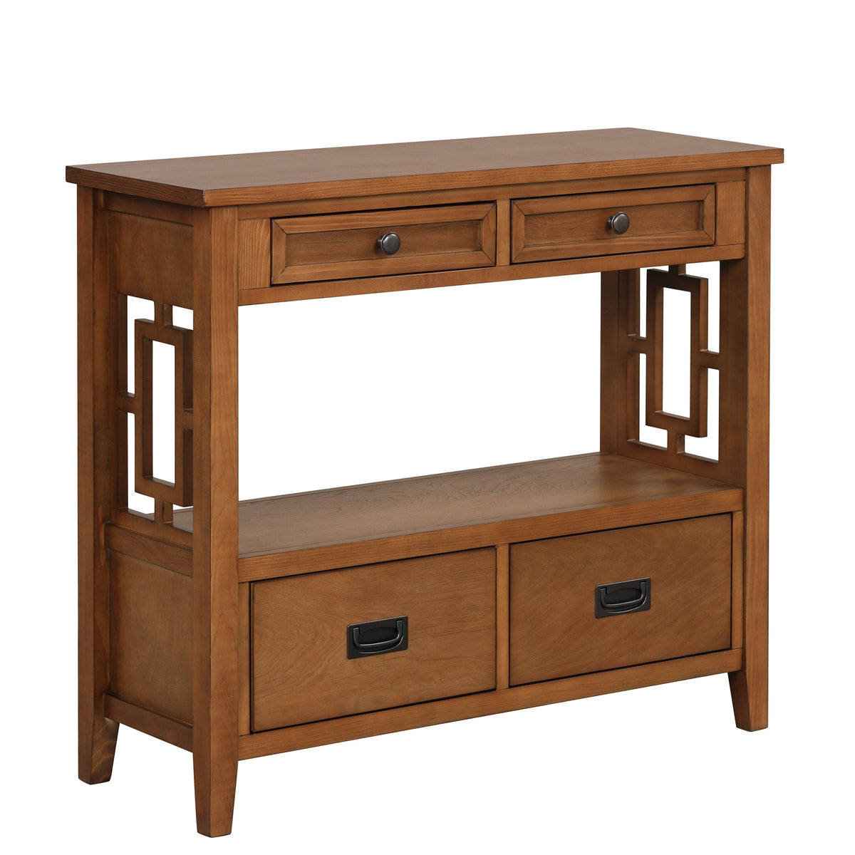 Farmhouse Pine Entryway Console Table with 4 Drawers
