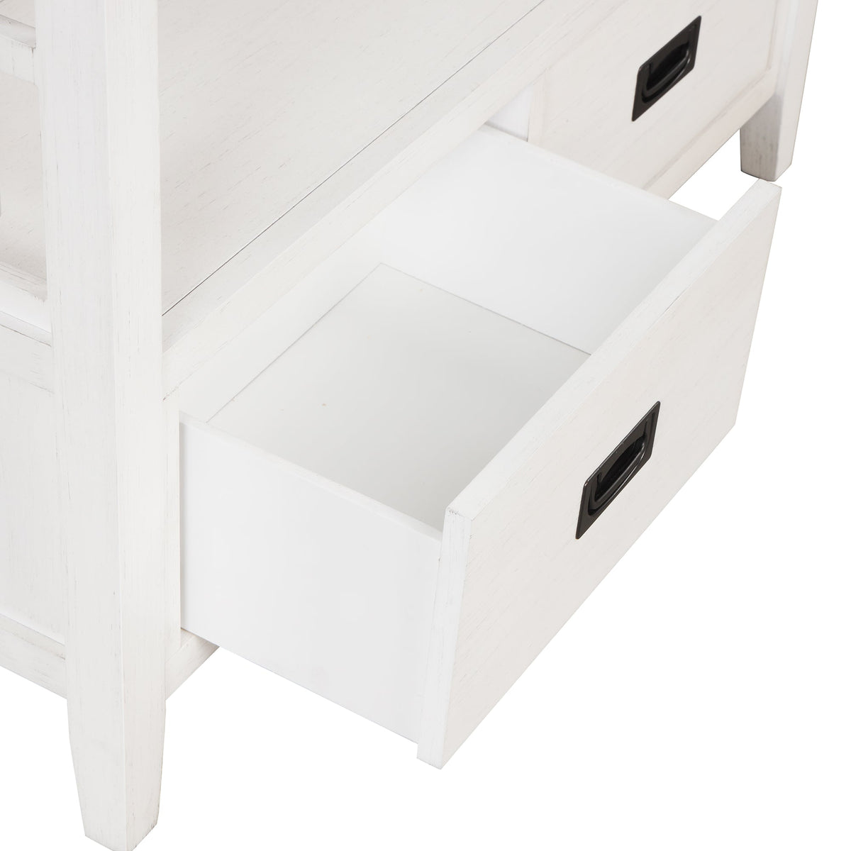 Farmhouse Pine Console Table with 4 Drawers & Shelf