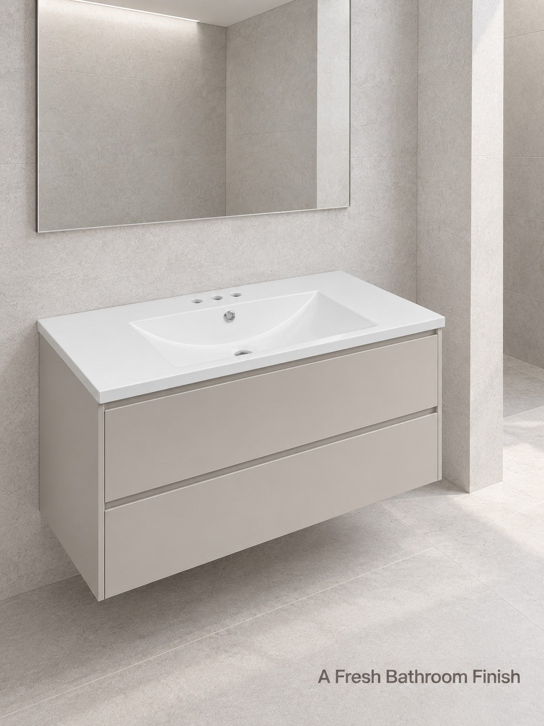 36 Inch Bathroom Vanity Top with White Ceramic Basin