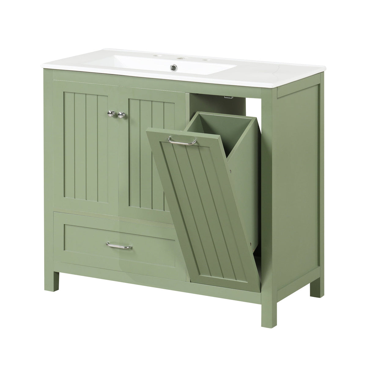 36 Inch Sage Green Bathroom Vanity with Sink and Storage