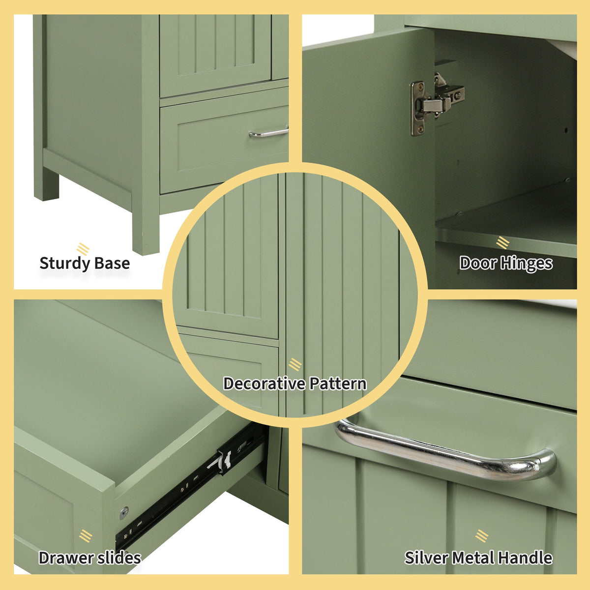 36 Inch Sage Green Bathroom Vanity with Sink and Storage