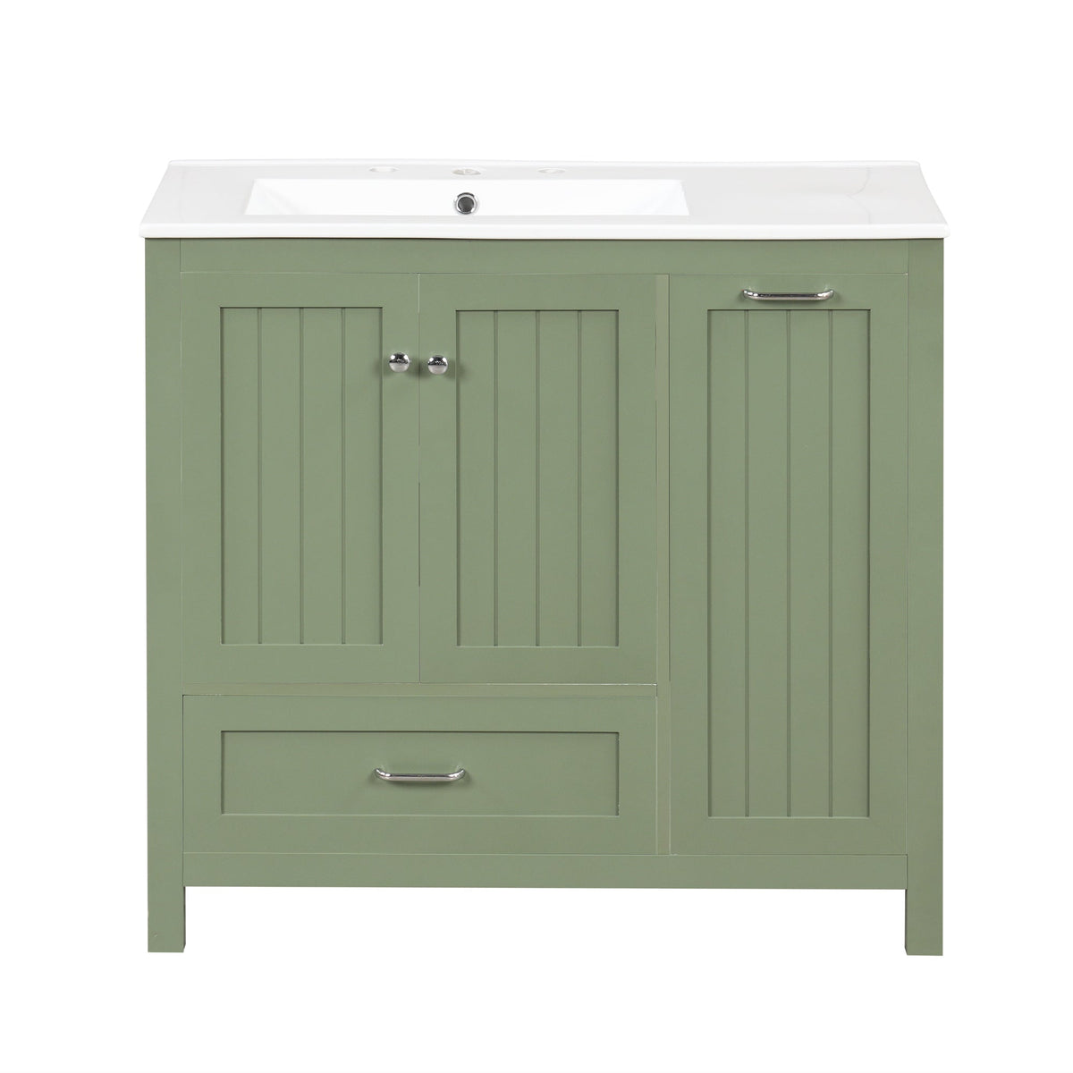 36 Inch Sage Green Bathroom Vanity with Sink and Storage