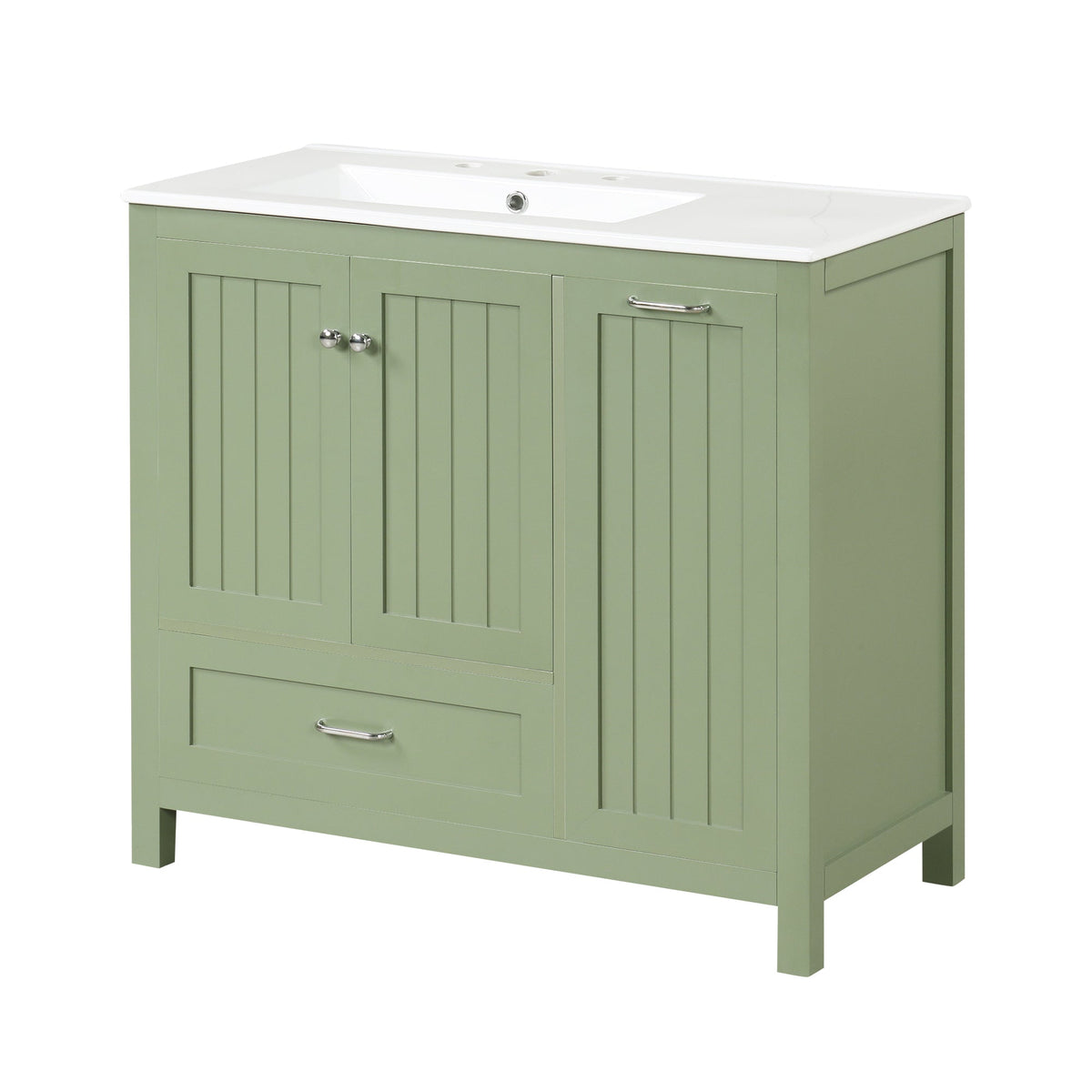 36 Inch Sage Green Bathroom Vanity with Sink and Storage