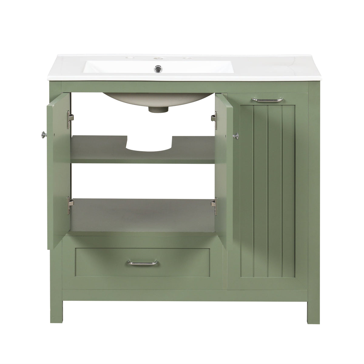 36 Inch Sage Green Bathroom Vanity with Sink and Storage