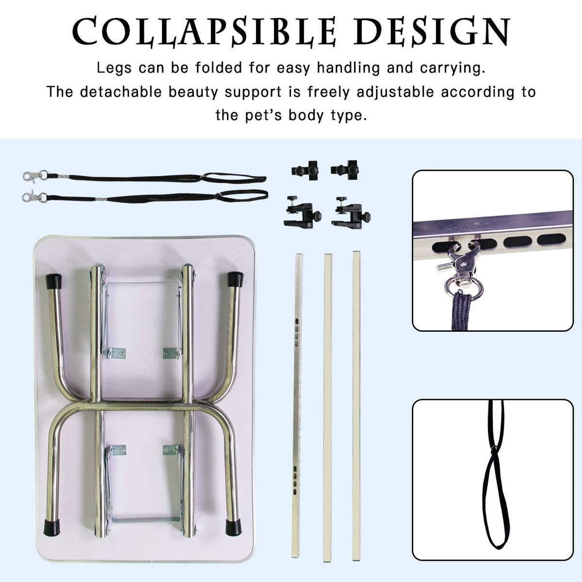 36-Inch Folding Dog Grooming Table With Restraints