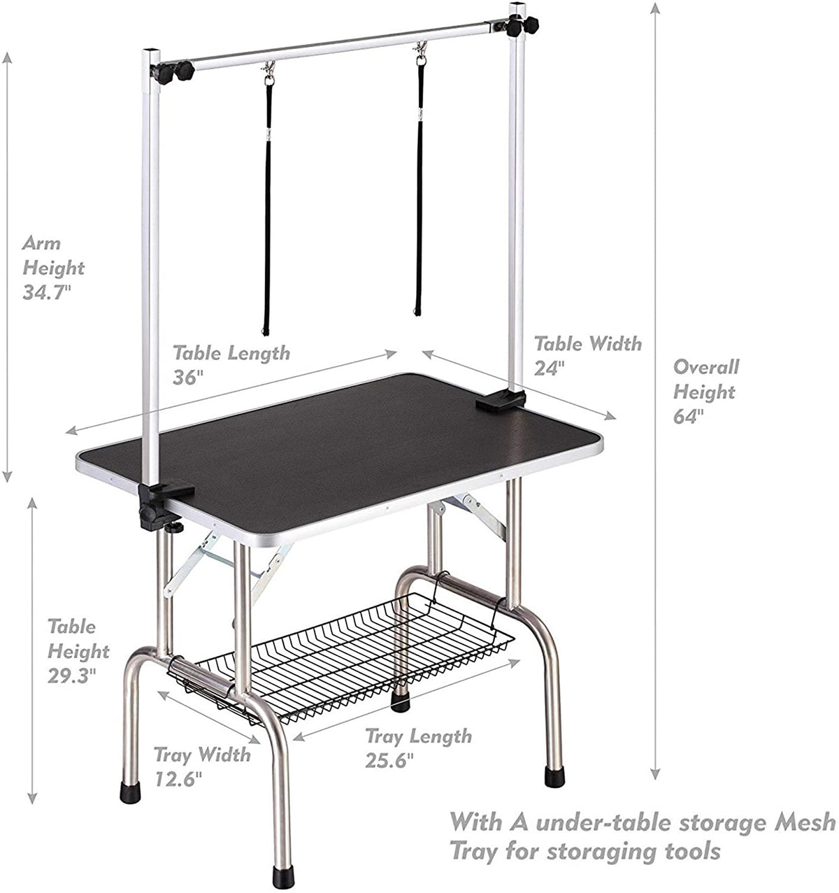 Foldable Professional Dog Grooming Table with Arm & Noose