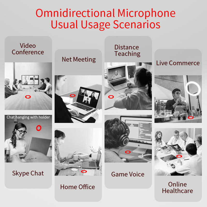 USB Conference Microphone with 360° Pickup for Calls