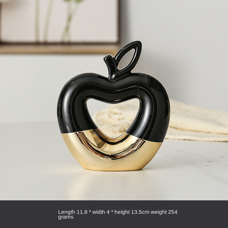 Gilded Apple Pear Ceramic Sculpture Set for Luxury Decor