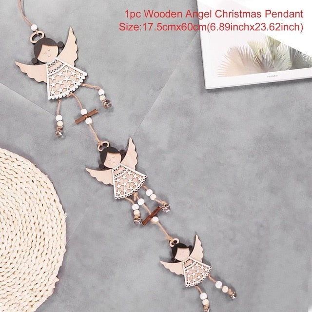Wooden Angel Christmas Garland - Rustic Farmhouse Decor
