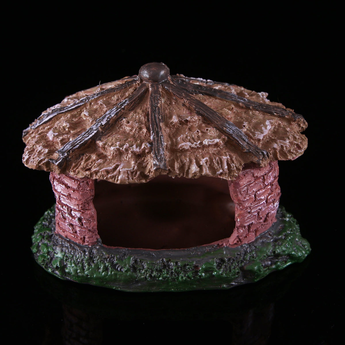 Resin Thatched Hut Hideout for Reptile & Fish Tanks