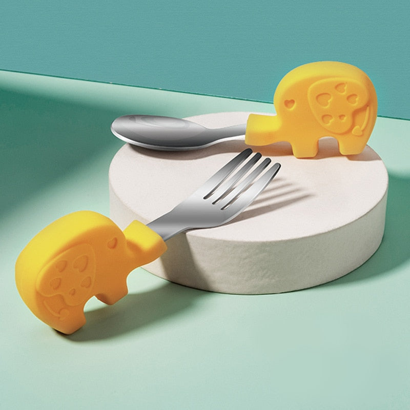 Toddler Utensil Set with Easy-Grip Elephant Handles