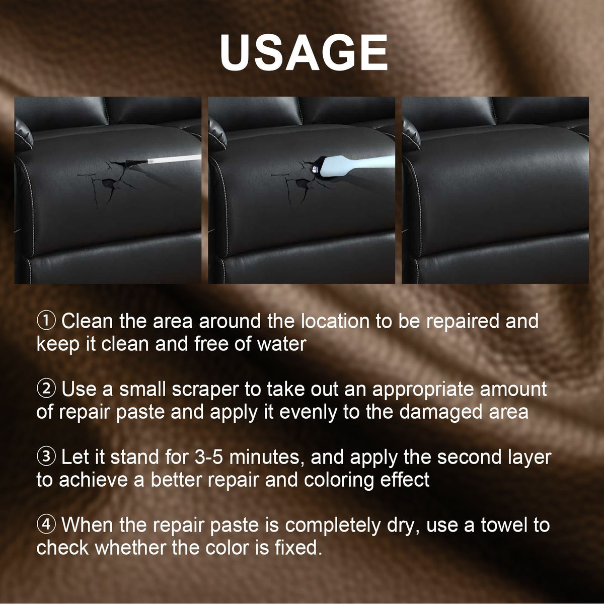 Leather Repair Kit for Color Restoration & Scuffs