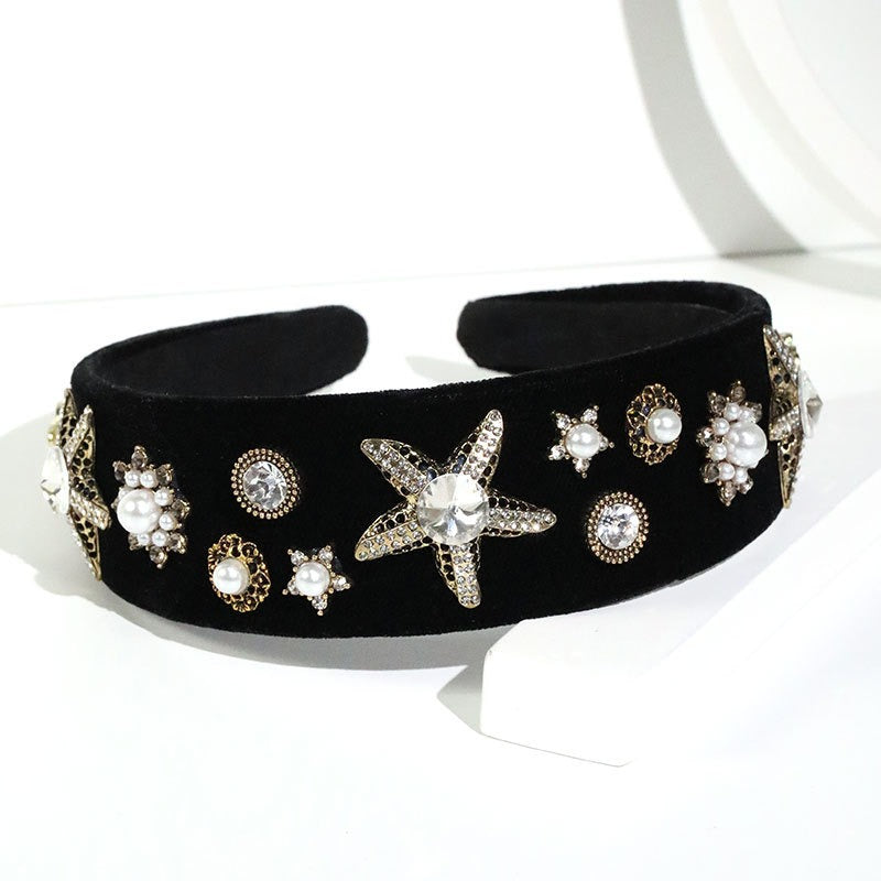 Black Velvet Pearl Headband for Instant Evening Glamour