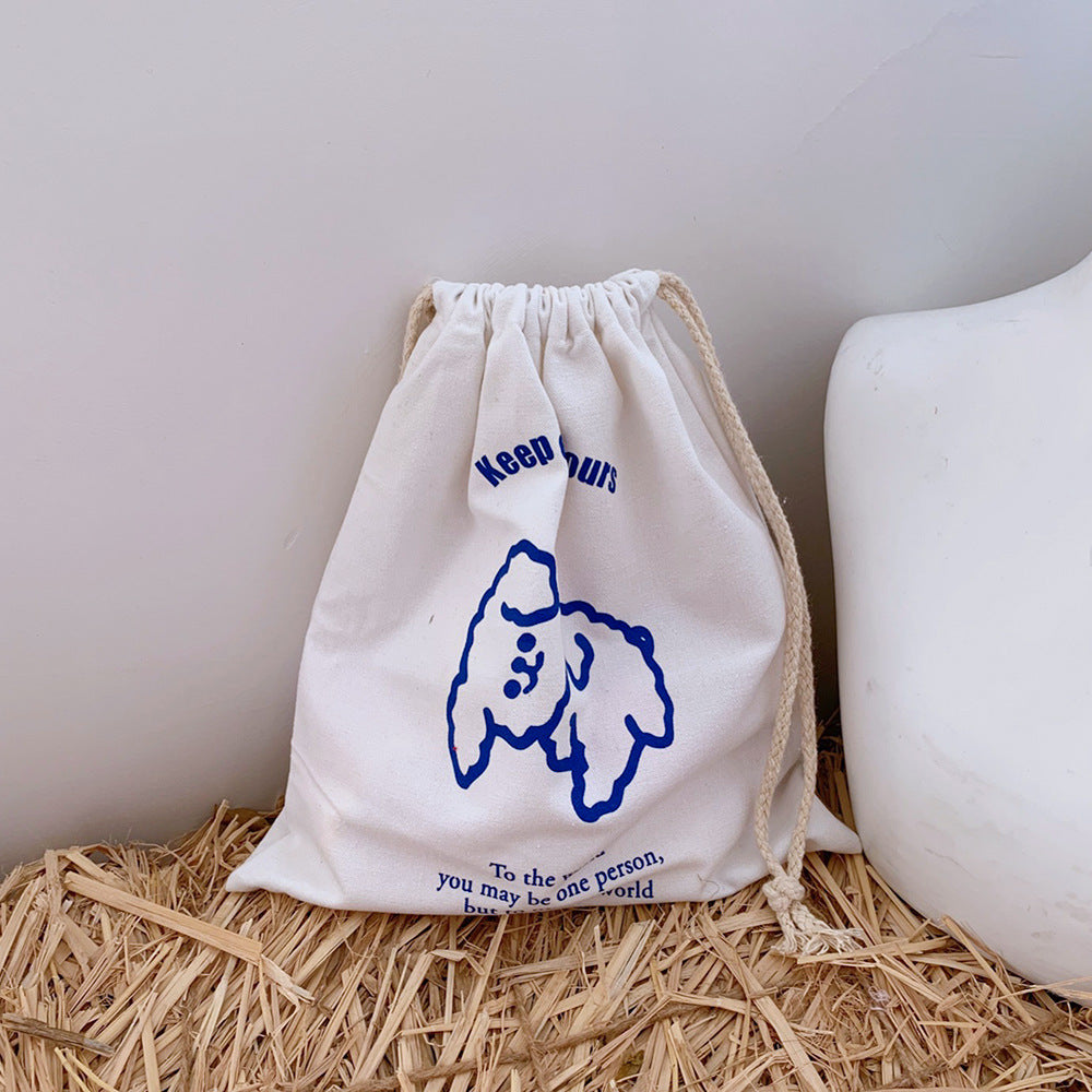 Cute Cloud Smile Drawstring Canvas Pouch Organizer